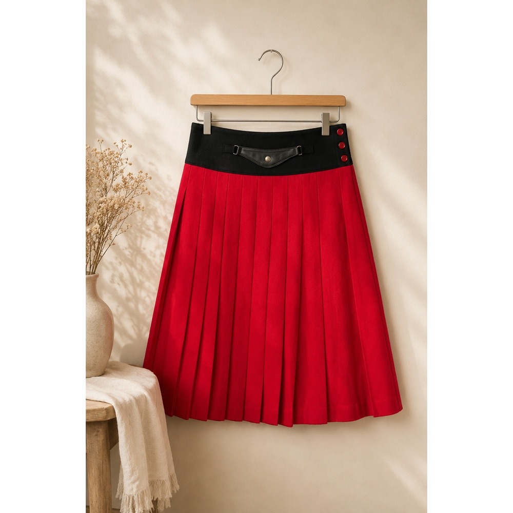 Vintage Pure Virgin Wool Pleated Preppy Skirt Canada Academia Collegiate Size 10